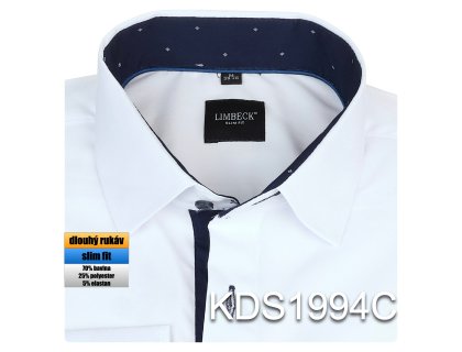 Pánská košile bílá s barevnou vsadkou - KDS1994C