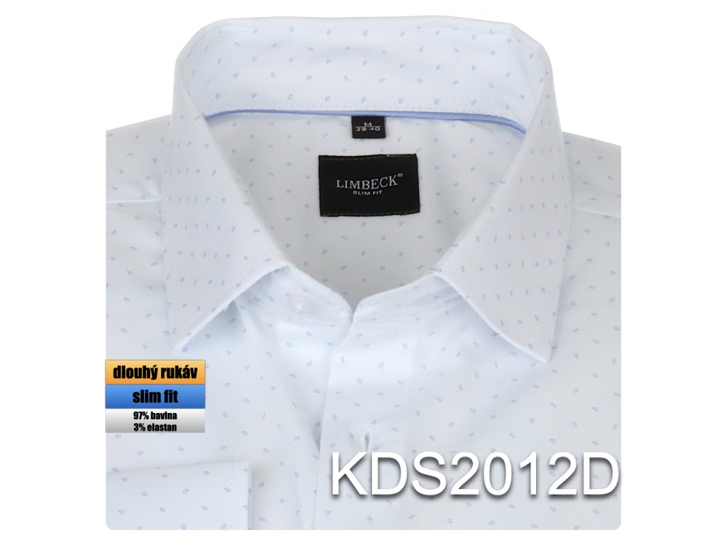 Pánská košile bílá s jemným vzorem - KDS2012D