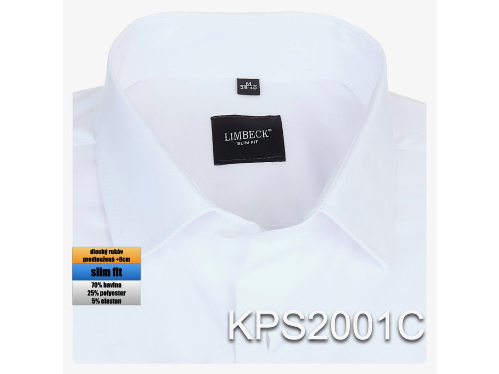 Pánská košile bílá v prodloužené délce - KPS2001C
