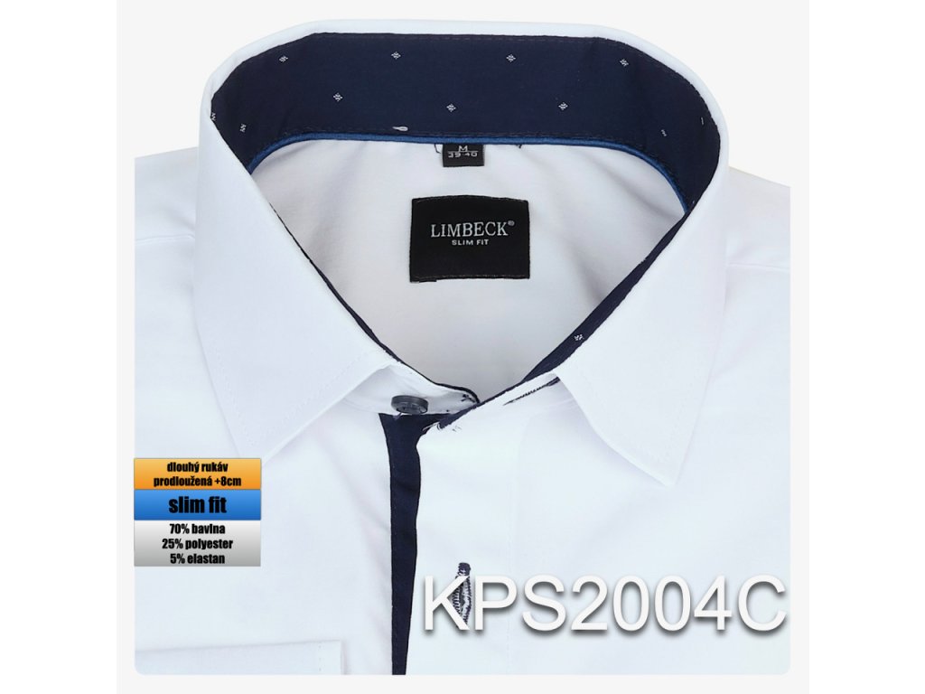 Pánská košile bílá v prodloužené délce - KPS2004C