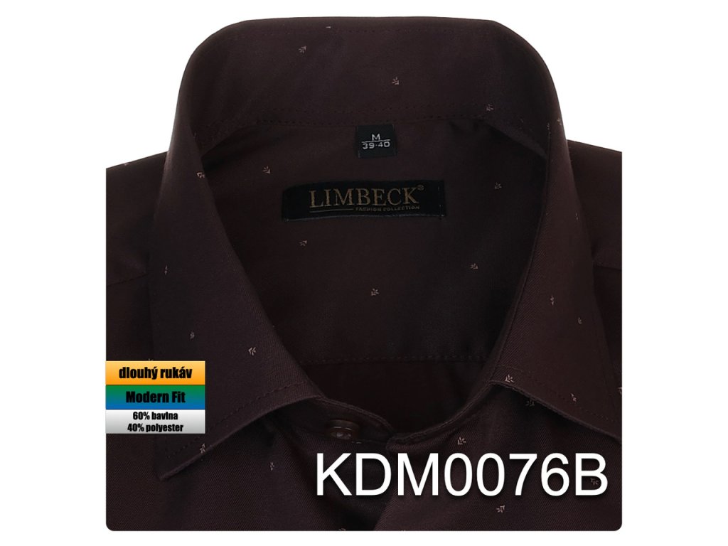 Pánská košile hnědá se vzorem - KDM0076B