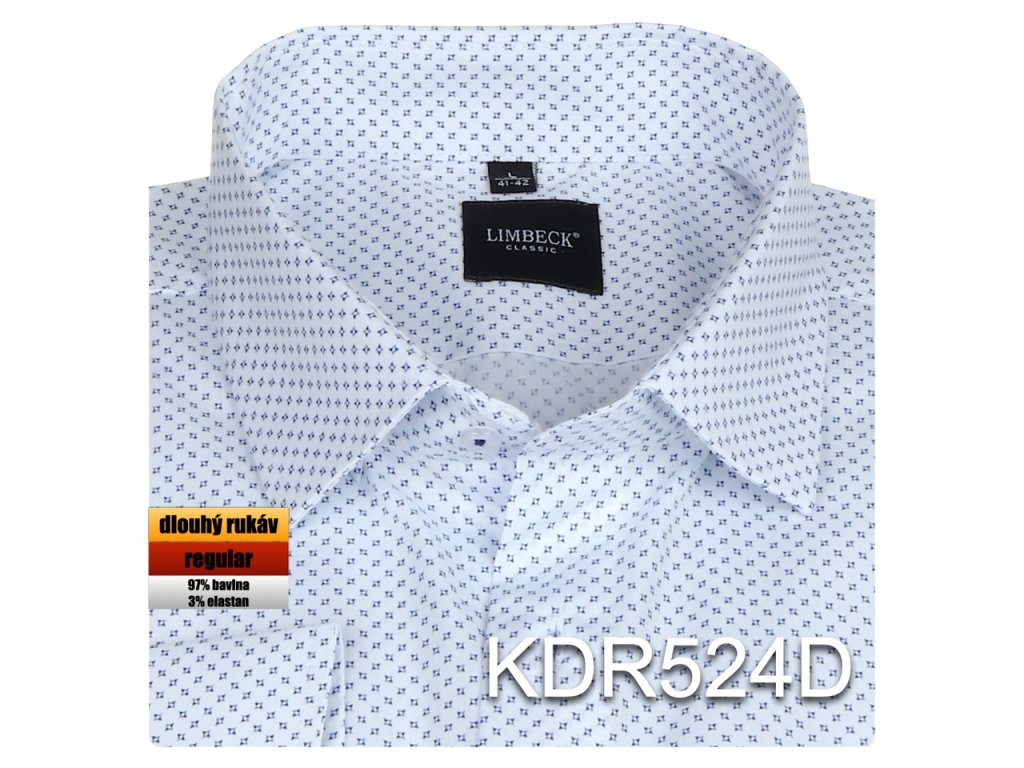 Pánská košile bílá s modrým vzorem - KDR524D