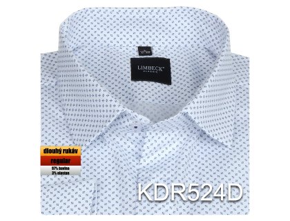 Pánská košile bílá s modrým vzorem - KDR524D