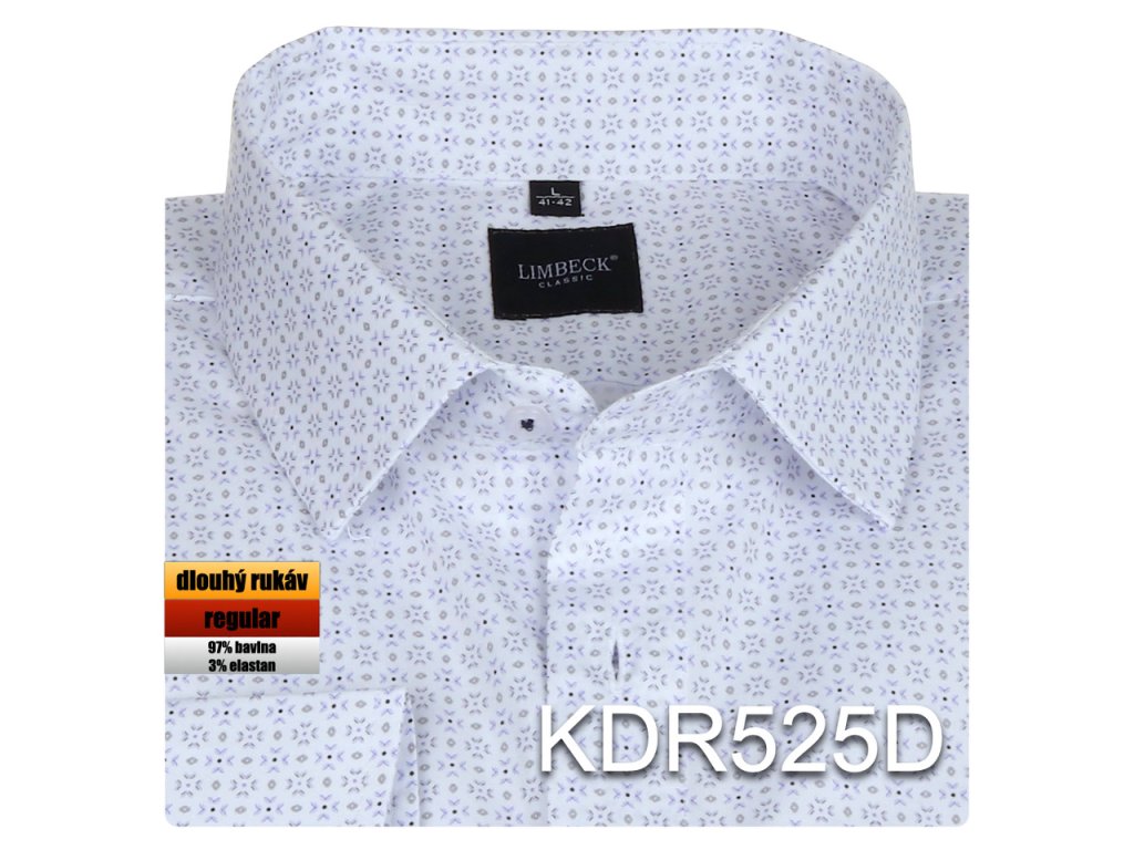 Pánská košile bílá se vzorem - KDR525D