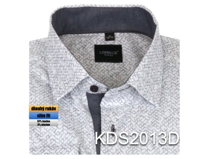 Pánská košile bílá s šedým vzorem - KDS2013D