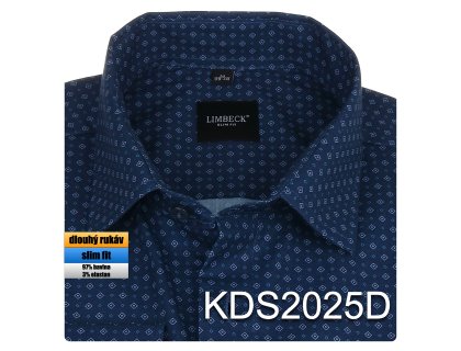 Pánská košile modrá se vzorem - KDS2025D
