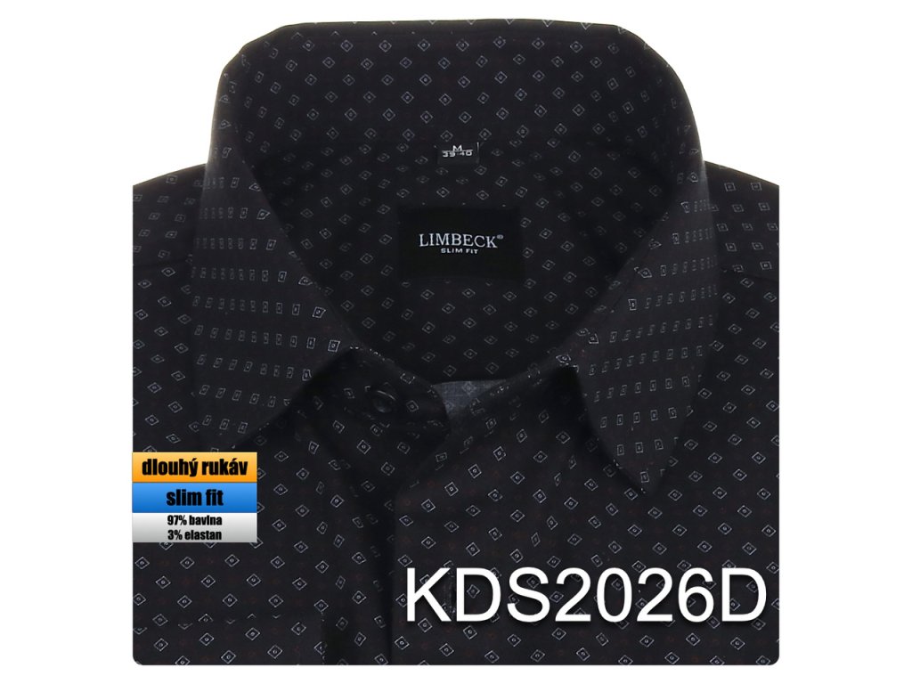 Pánská košile černá se vzorem - KDS2026D