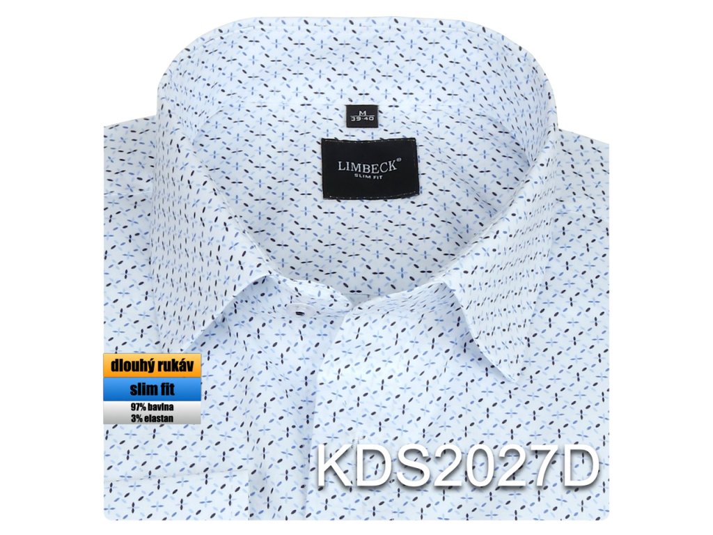 Pánská košile bílá se vzorem - KDS2027D
