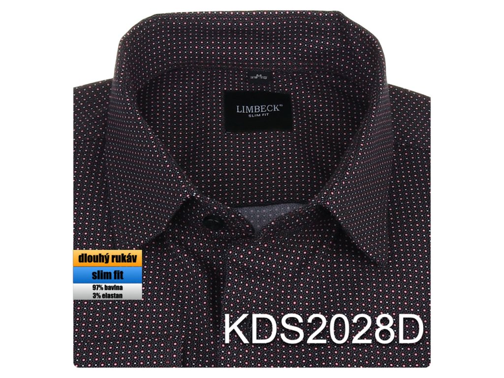 Pánská košile černošedá se vzorem - KDS2028D