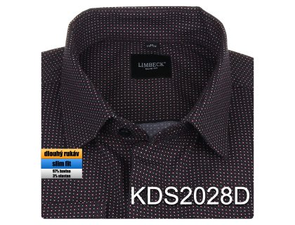 Pánská košile černošedá se vzorem - KDS2028D