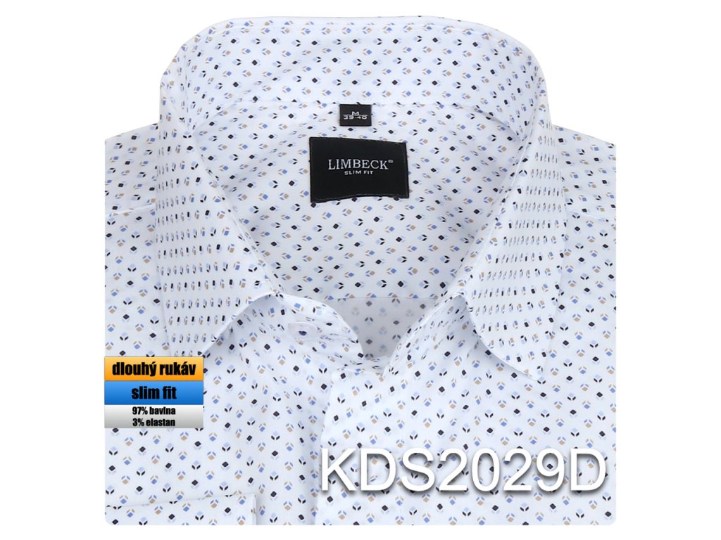 Pánská košile bílá se vzorem - KDS2029D