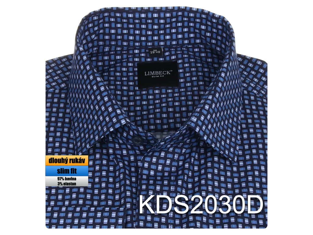 Pánská košile modrá se vzorem - KDS2030D
