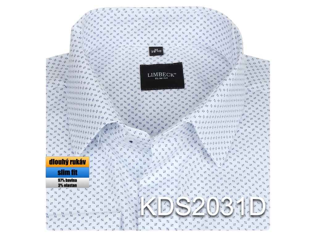 Pánská košile bílá se vzorem - KDS2031D