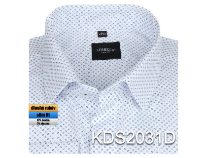 Pánská košile bílá se vzorem - KDS2031D