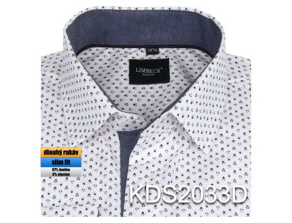 Pánská košile bílá se vzorem - KDS2033D