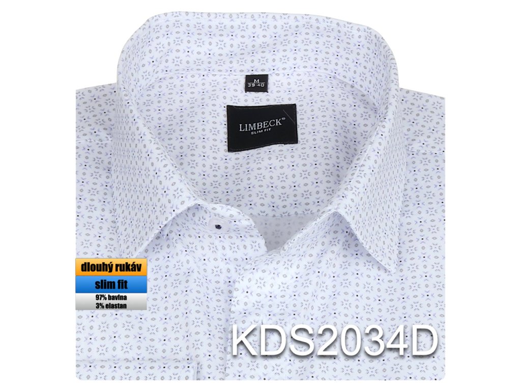 Pánská košile bílá se zajímavým vzorem - KDS2034D