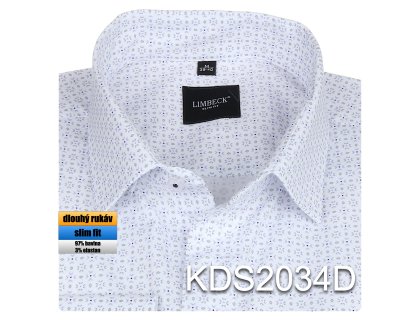 Pánská košile bílá se zajímavým vzorem - KDS2034D